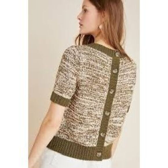 Anthropologie Moss Green Knit Sweater Tee – Versatile and Stylish - Picture 3 of 11